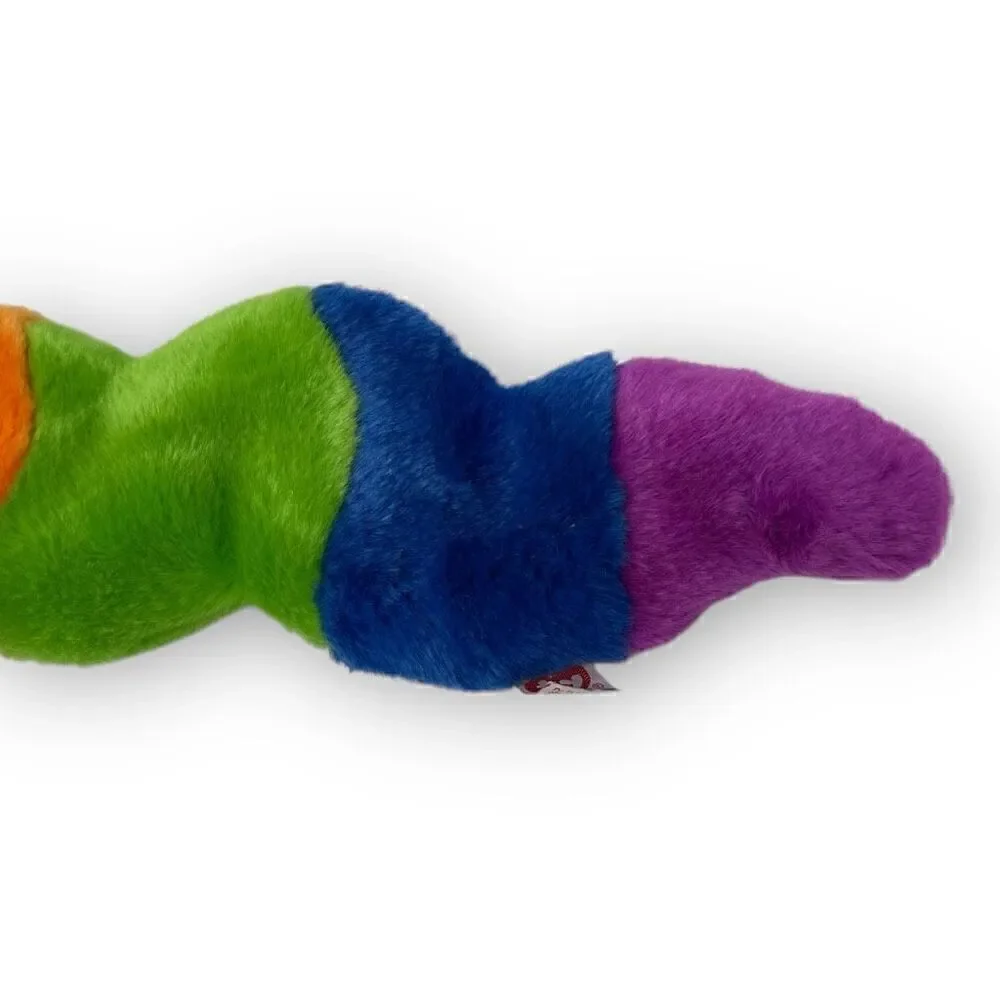 Vintage Ty Beanie Buddy 'Inch' the Rainbow Inchworm 14” No Tag Stuffed Plush